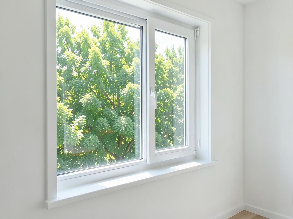Crystal-clear interior window with clean sill and frame after window cleaning in Burleson, TX